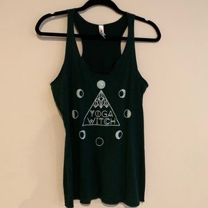 Unique Green “Yoga Witch” Flowy Tank